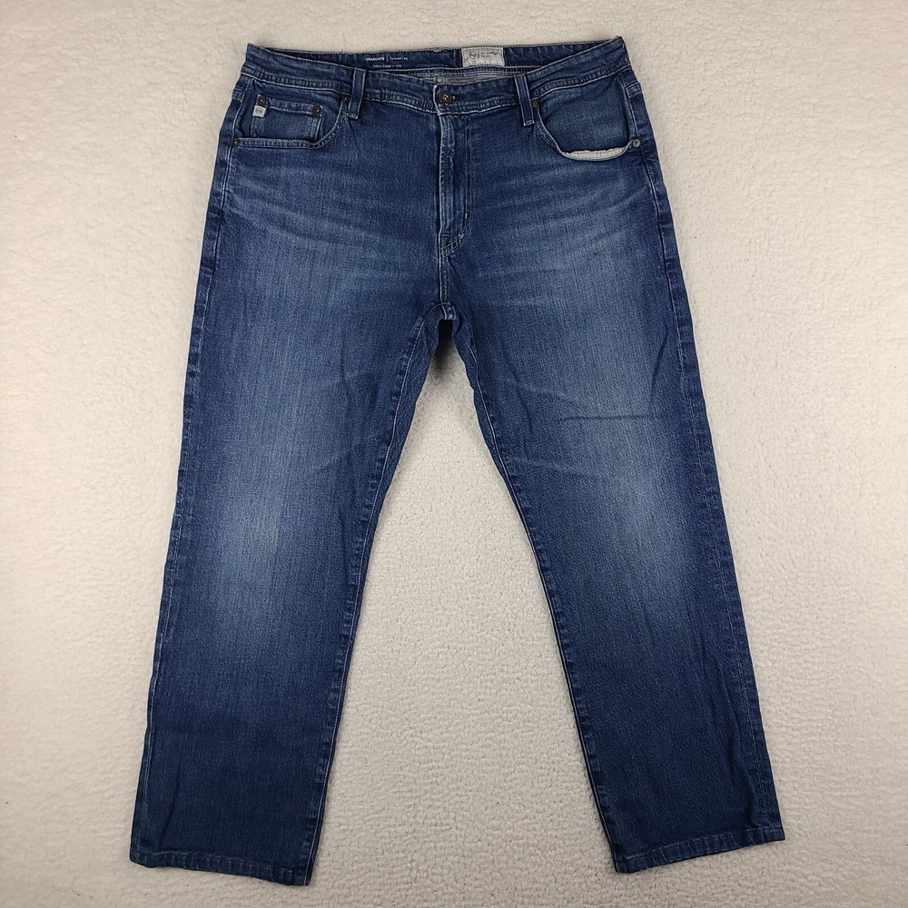 AG Adriano Goldschmied Jeans Mens 38x28 Blue Graduate Tailored Leg HEMMED *